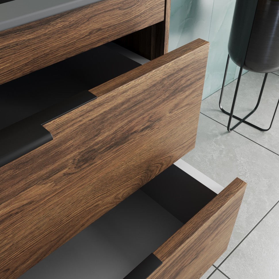 База под раковину Vincea  Chiara 2D 800 подвесная, 2 выкатных ящика soft-close, С.Oak