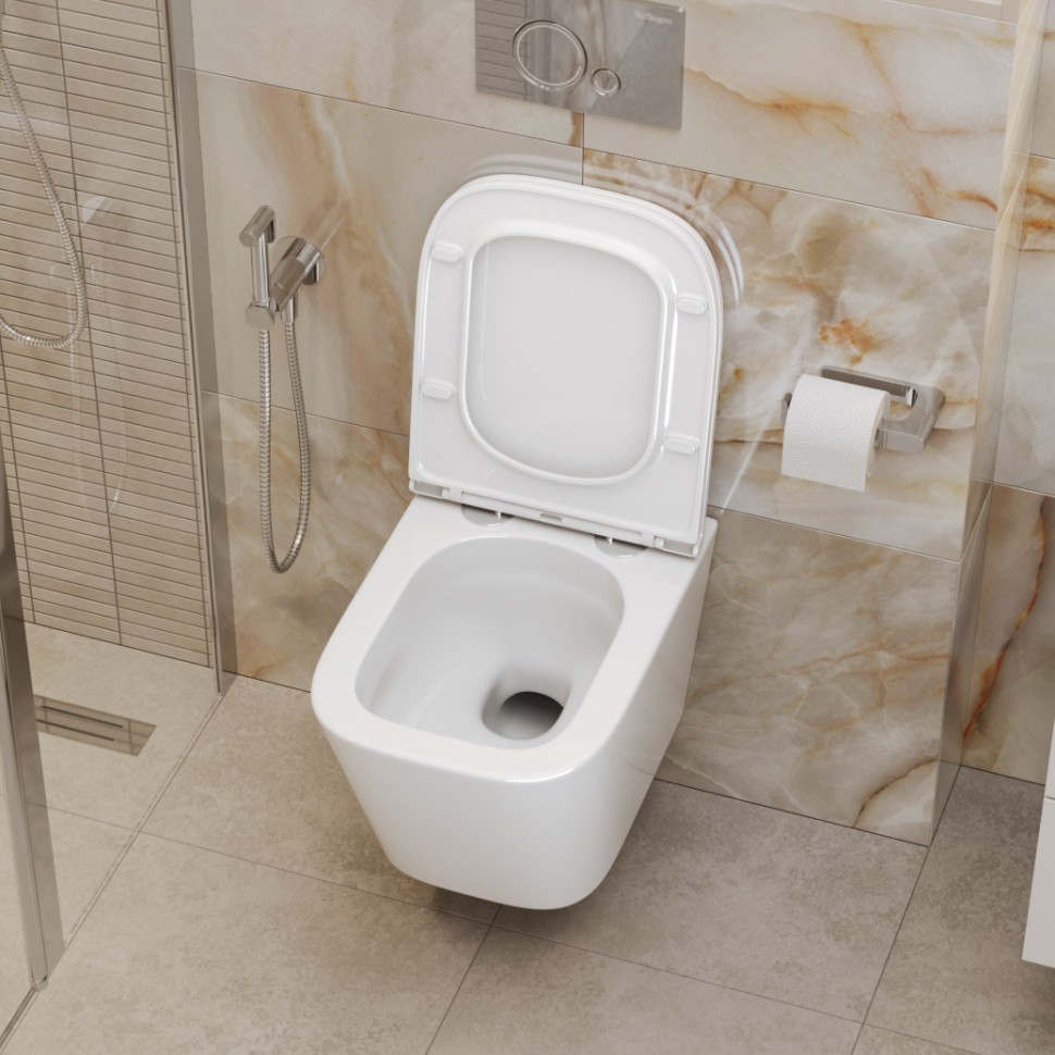 Унитаз подвесной безободковый с сиденьем и смывом TORNADO BelBagno ARDENTE-R BB520CH-TOR/SC