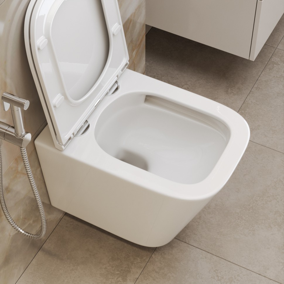 Унитаз подвесной безободковый с сиденьем и смывом TORNADO BelBagno ARDENTE-R BB520CH-TOR/SC
