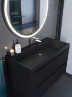 Раковина для ванной 90 см, Uperwood Classic Quartz, кварцевая, черная матовая, уголь