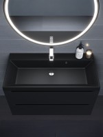 Раковина для ванной 90 см, Uperwood Classic Quartz, кварцевая, черная матовая, уголь