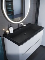 Раковина для ванной 90 см, Uperwood Classic Quartz, кварцевая, черная матовая, уголь