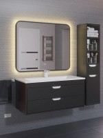 Зеркало для ванной с теплой подсветкой Uperwood Modul 100х80 см, прямоугольное, черное, сенсор/антизапотевание