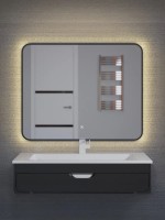 Зеркало для ванной с теплой подсветкой Uperwood Modul 100х80 см, прямоугольное, черное, сенсор/антизапотевание