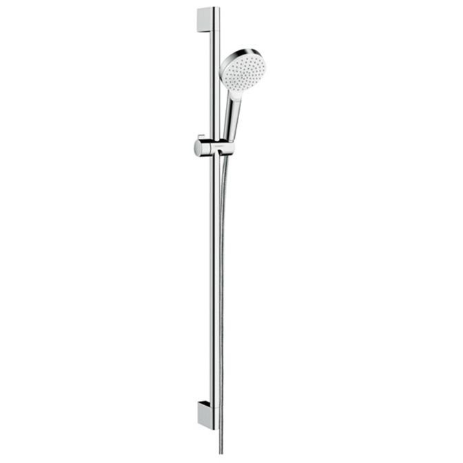 Душевой набор Hansgrohe Crometta: штанга 900 мм, ручной душ, 1jеt (Rаin), шланг, цвет: белый/хром 26537400