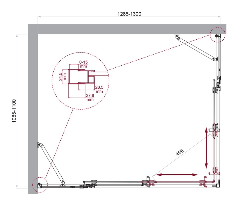 Душевой уголок BelBagno LUCE-AH-22-130/110-C-Cr