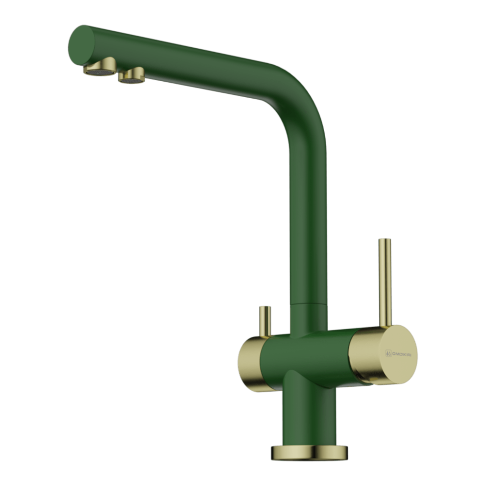 Смеситель для кухни Omoikiri Nagano-RG-LG латунь/royal green/светлое золото