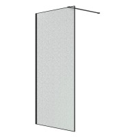 Душевая перегородка Niagara Nova NG-781-10BLACK (100х200) черный матовый,стекло эффект битого стекла,1 место