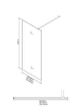 Душевая перегородка Niagara Nova NG-781-10BLACK (100х200) черный матовый,стекло эффект битого стекла,1 место
