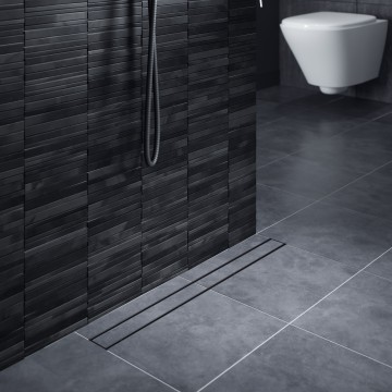 Душевой лоток TIMO Drain System 600 с двусторонней панелью "plate" под плитку, Чёрный