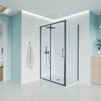 Боковая панель Evo SP GR, 900x1952, графит брашинг, прозрачное стекло