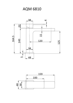 AQM6810MB Savona Смеситель для раковины 125мм, гладкий, подводка 1/2 ", черный матовый