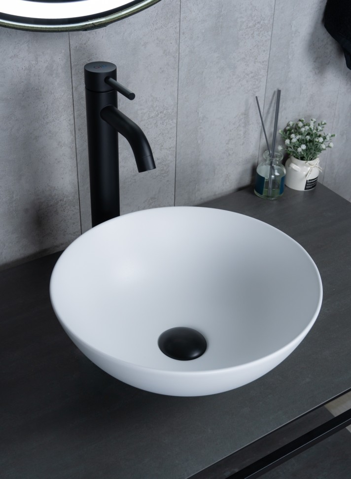 Раковина Gid 9081wm 51244 накладная белая матовая 36x36x14