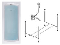 Комплект Акриловая ванна TIMO RITTA1880 180*80*63+Каркас + Слив-перелив