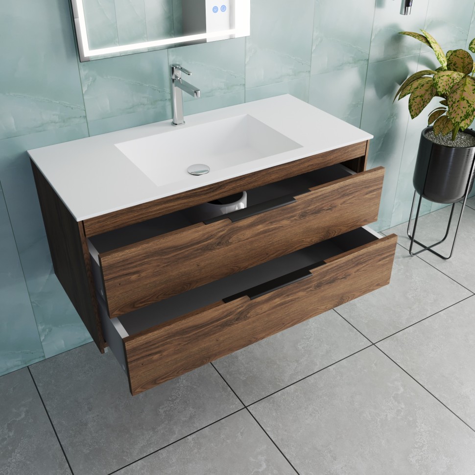 База под раковину Vincea  Chiara 2D 1000 подвесная, 2 выкатных ящика soft-close, С.Oak