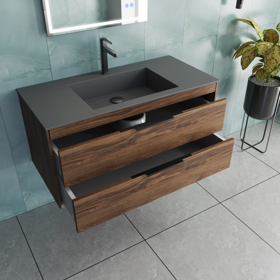 База под раковину Vincea  Chiara 2D 1000 подвесная, 2 выкатных ящика soft-close, С.Oak