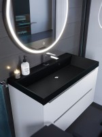 Раковина для ванной 90 см, Uperwood Classic Quartz, кварцевая, черная матовая, космос