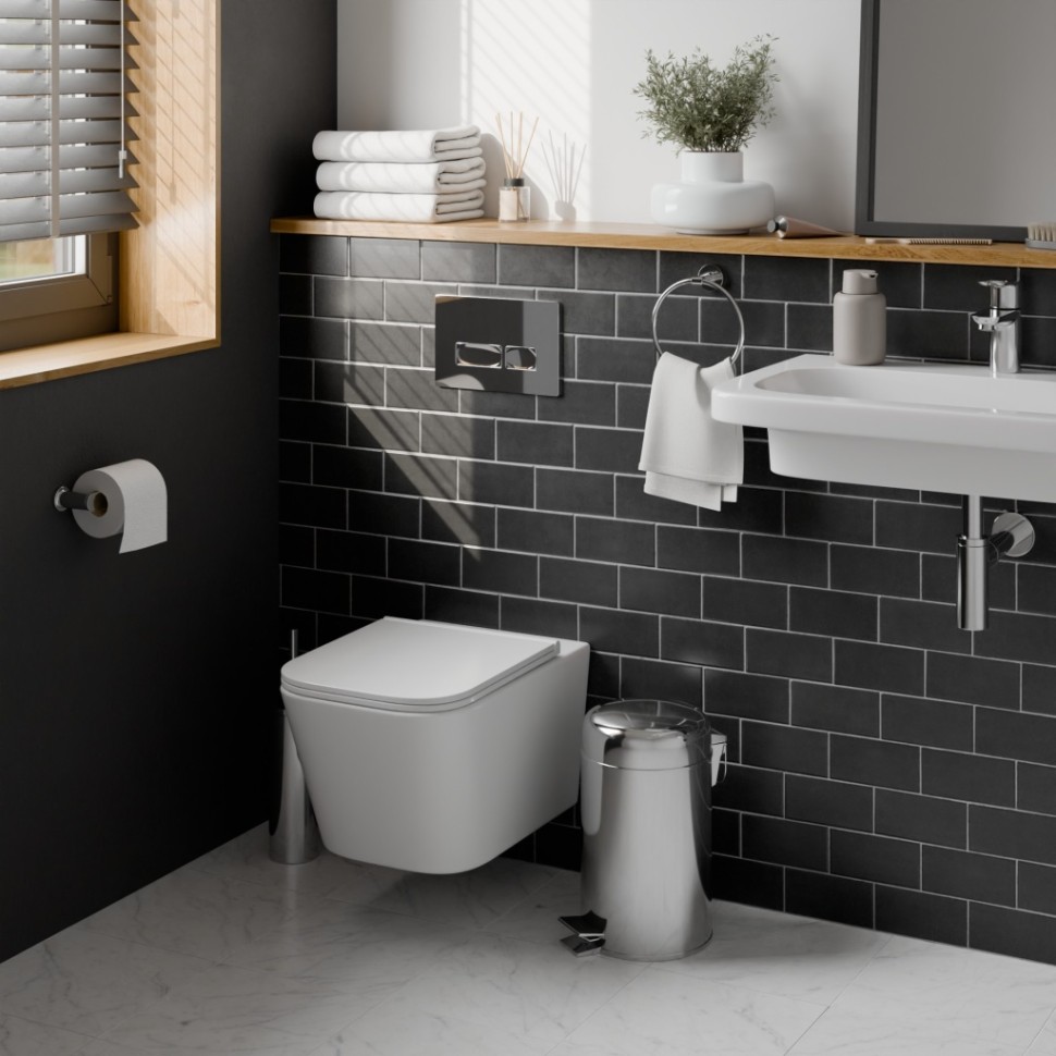 Комплект 3в1 IBERICA BLANCA инсталляция SILENCIO, унитаз TOLEDO ALTO белый, кнопка смыва ESTI-R хром глянцевый (IB001.TLA.231.213)