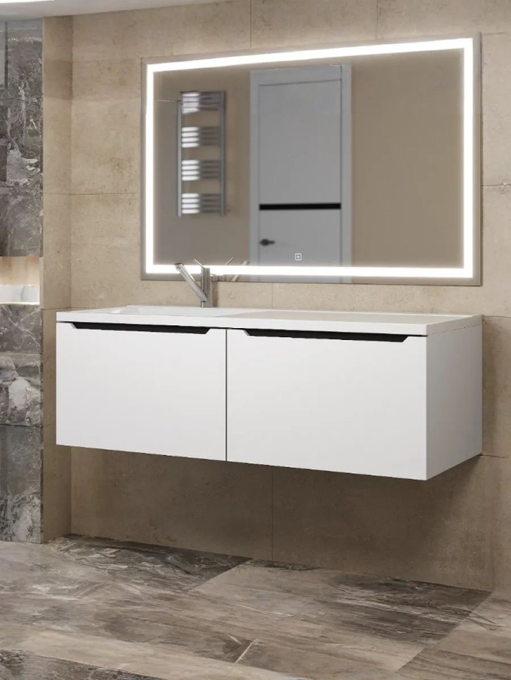 Тумба под раковину Uperwood Tanos 120 см, левая, белая/графит