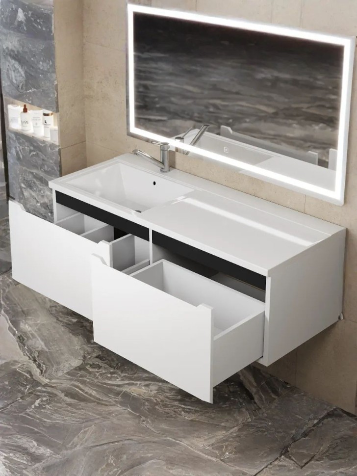 Тумба под раковину Uperwood Tanos 120 см, левая, белая/графит