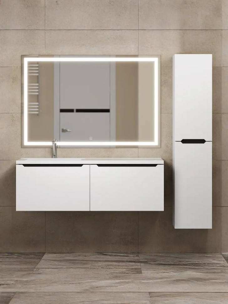 Тумба под раковину Uperwood Tanos 120 см, левая, белая/графит