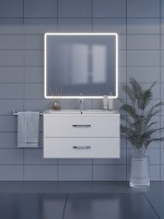 Зеркало для ванной с подсветкой Uperwood Foster 90х80 см, прямоугольное, сенсор/антизапотевание