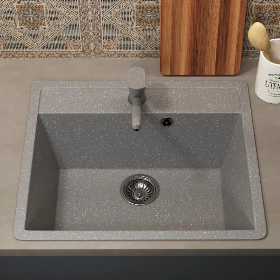 Смеситель для кухни низкий Uperwood ECON UPD-001-03, серыйатовый