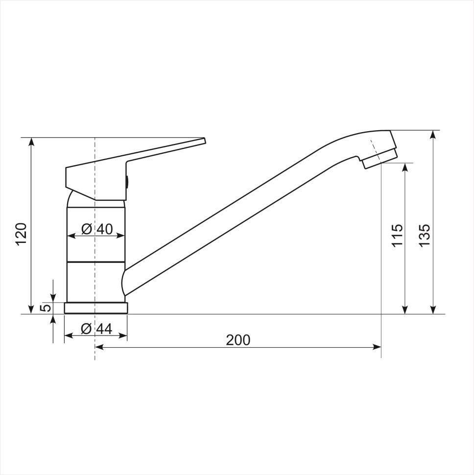 Смеситель для кухни низкий Uperwood ECON UPD-001-03, серыйатовый