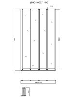 Душевая шторка на ванну VSB-31100CL, 1000*1400, хром, стекло прозрачное