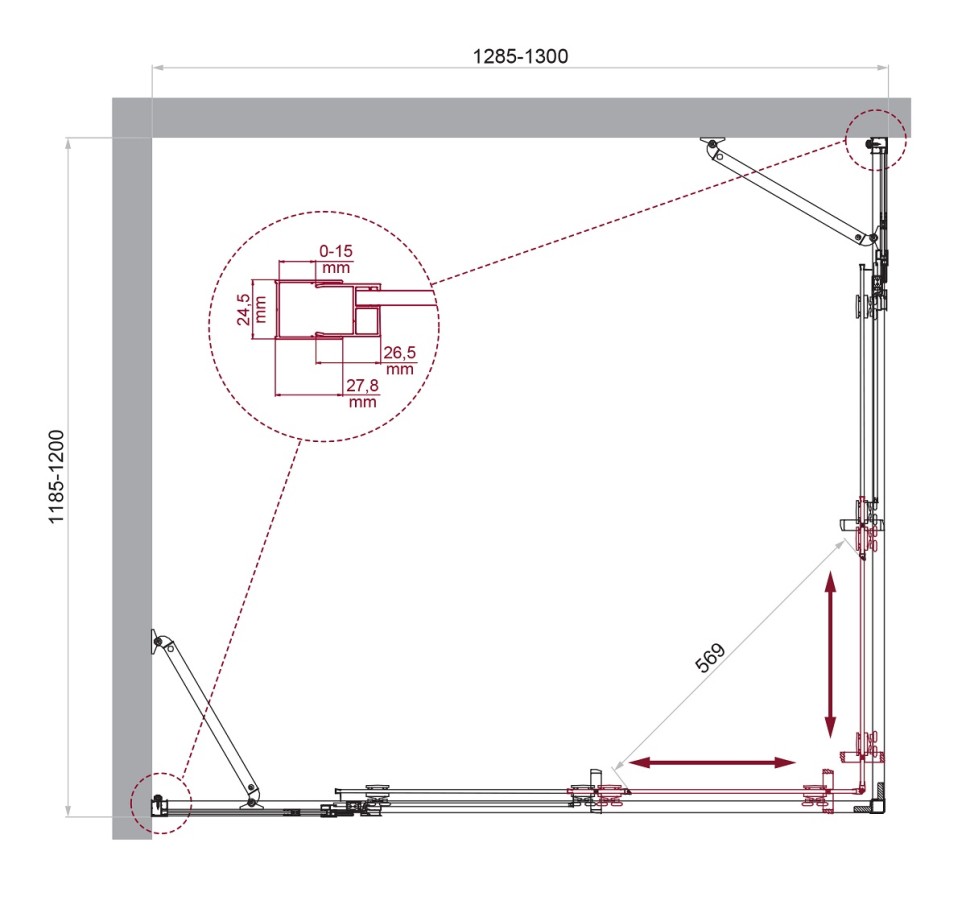 Душевой уголок BelBagno LUCE-AH-22-130/120-C-Cr