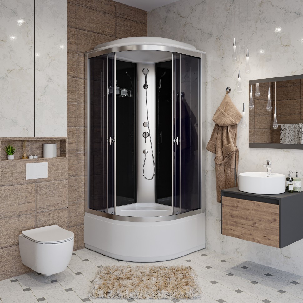 Душевая кабина Niagara Eco E100/40/TN (100х100х215) высокий поддон(40см),стекло тонированное,4 места