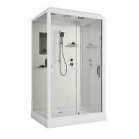 Душевая кабина Niagara Standart ST100/80/15Q (100х80х215) прямоугольник,поддон 15см,распашная,проф.белый,3 места