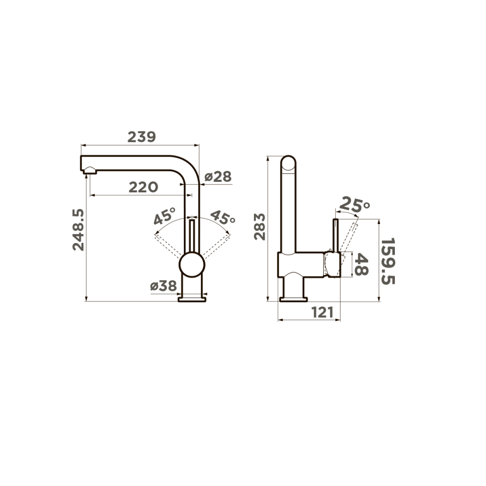 Смеситель для кухни Omoikiri Tanigawa-C латунь/хром