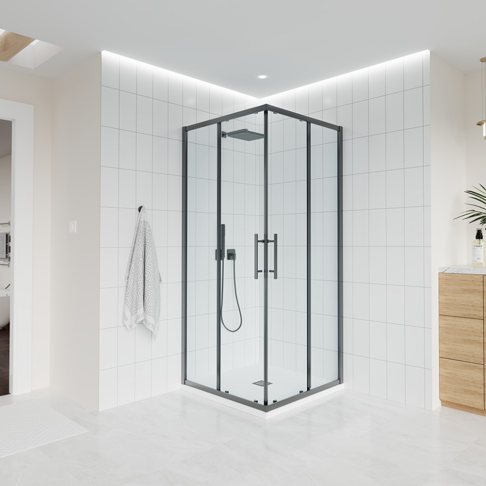 Душевой угол Veconi Evo 300 GR, 1000х900x1950, графит брашинг, прозрачное стекло