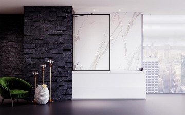 Шторка на ванну Veconi Palau PL-85B, 700x1500, черный, стекло прозрачное New