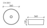 Умывальник чаша накладная круглая Element 360x360x120мм CN5001