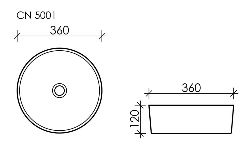 Умывальник чаша накладная круглая Element 360x360x120мм CN5001
