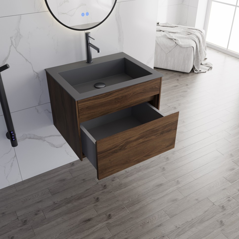 База под раковину Vincea  Chiara 600 подвесная, 1 выкатной ящик soft-close, C.Oak