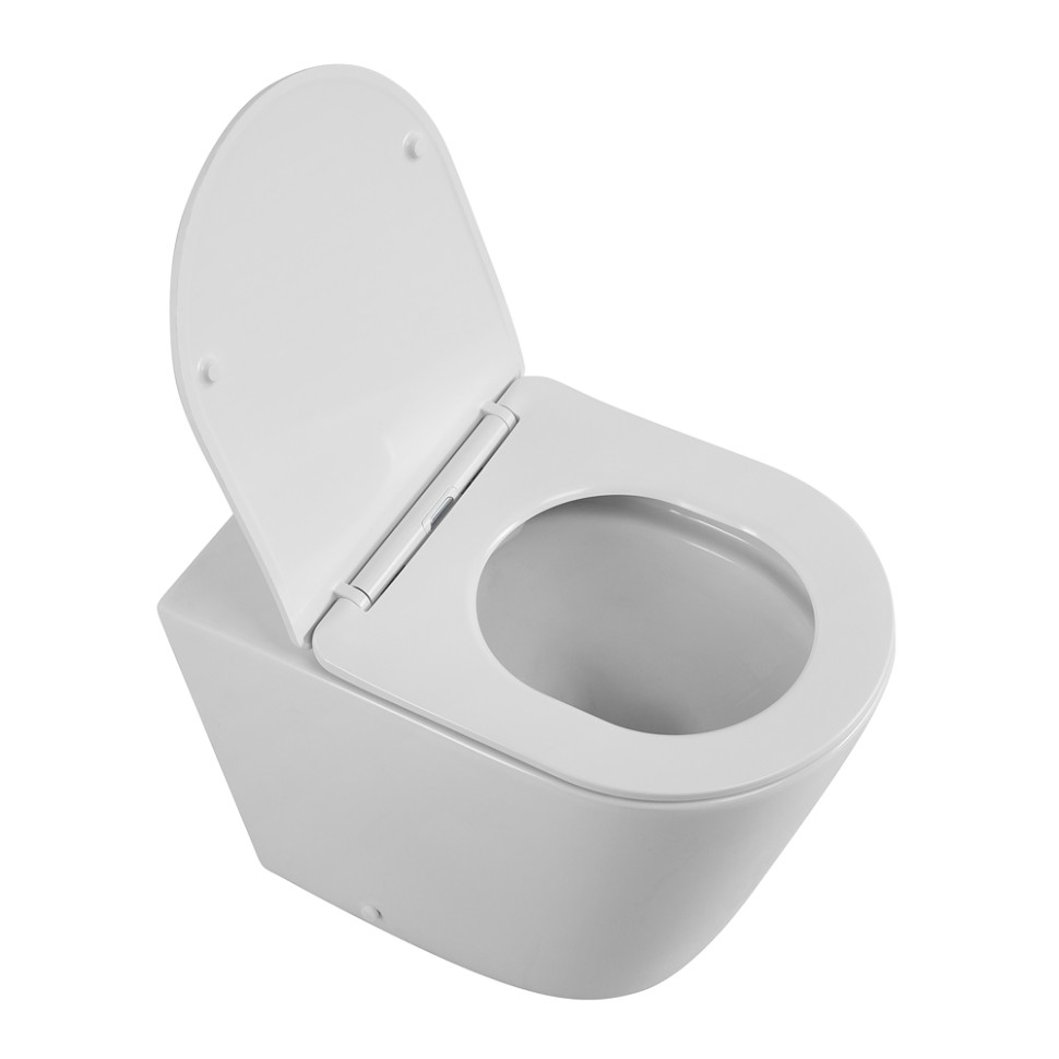 Унитаз приставной безободковый с сиденьем BelBagno FLAY-R BB1003CBR/SC