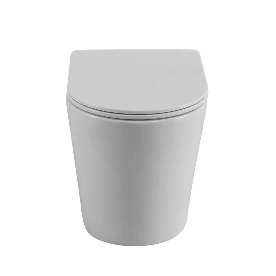 Унитаз приставной безободковый с сиденьем BelBagno FLAY-R BB1003CBR/SC