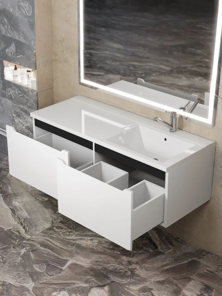 Тумба под раковину Uperwood Tanos 120 см, правая, белая/графит