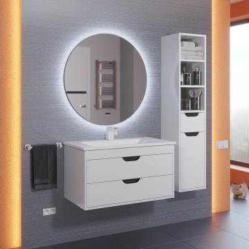 Зеркало для ванной с подсветкой Uperwood Modul 80*80, бесконтактный сенсор, антизапотевание, круглое, холодная подсветка