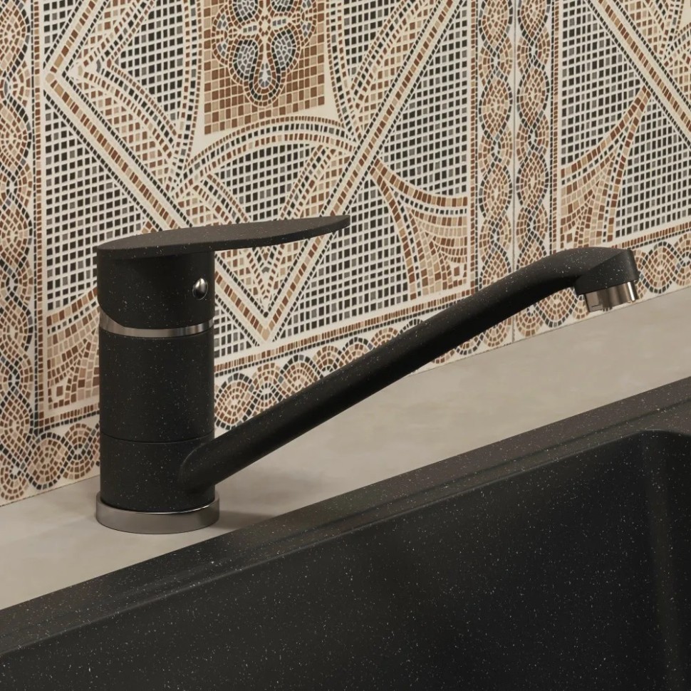 Смеситель для кухни низкий Uperwood ECON UPD-001-04, черныйатовый