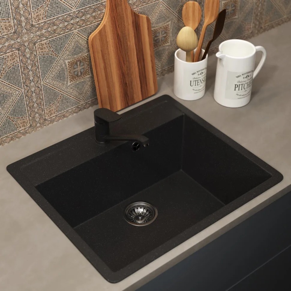 Смеситель для кухни низкий Uperwood ECON UPD-001-04, черныйатовый