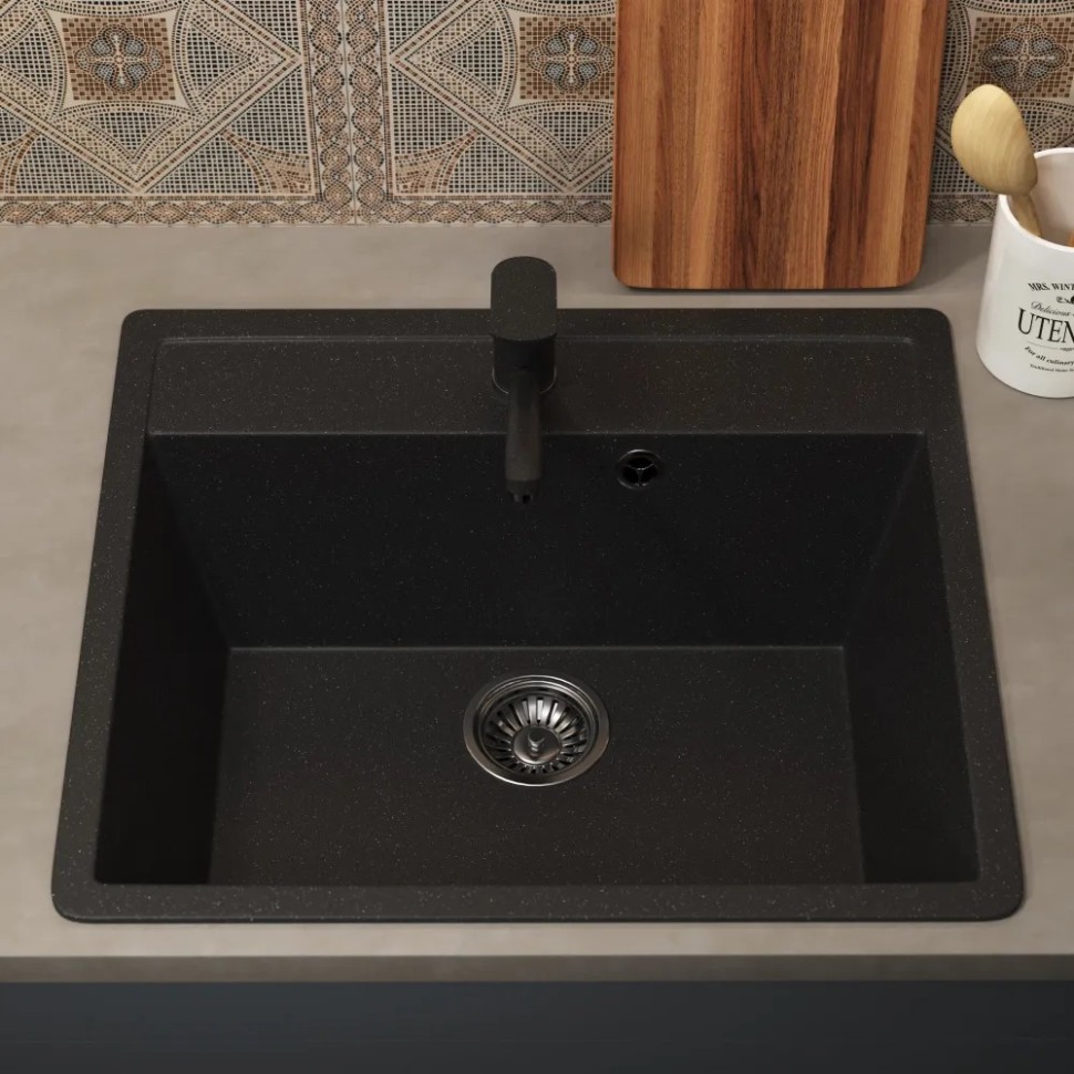 Смеситель для кухни низкий Uperwood ECON UPD-001-04, черныйатовый