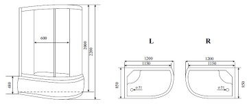 Timo Lux T-7720 L душевая кабина 120*85*220