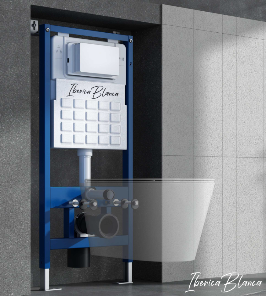 Комплект 3в1 IBERICA BLANCA инсталляция SILENCIO, унитаз TOLEDO ALTO белый, кнопка смыва ESTI-S хром глянцевый (IB001.TLA.234.852)