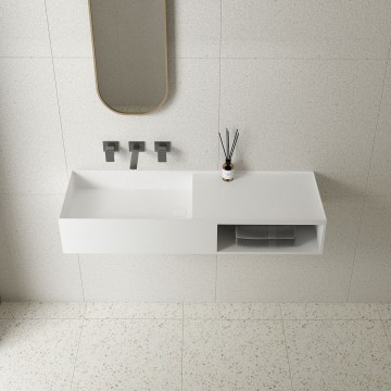 Раковина Солид Серфейс (Solid Surface) Vincea VWB-6S180MW, 800*400*200, подвесная, цвет белый матовый