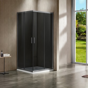 Душевой уголок Гарда (Garda) VSS-1G8090CGGM, 900*800, вороненая сталь, стекло тонированное