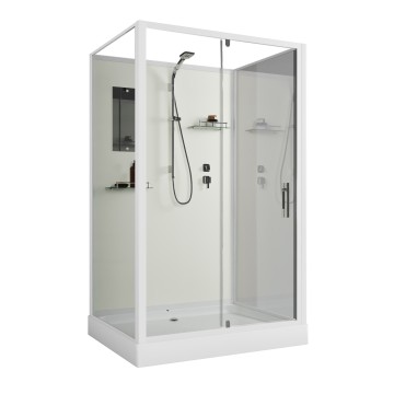 Душевая кабина Niagara Standart ST100/80/15Q/BK (100х80х200) прямоугольник,поддон 15см,распашная,проф.белый,без крыши,3 места